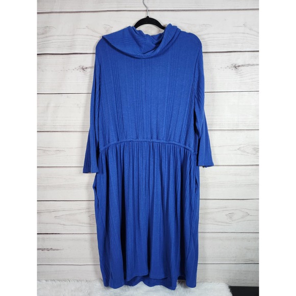 Lane Bryant Womens Sweater Dress Cowl Neck Long Sleeve Tie‎ Waist Blue 22/24 - Picture 2 of 6